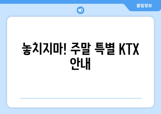 놓치지마! 주말 특별 KTX 안내