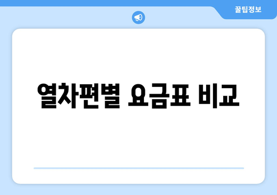 열차편별 요금표 비교