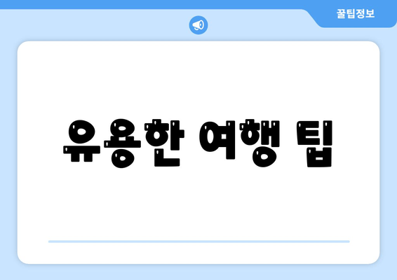 유용한 여행 팁