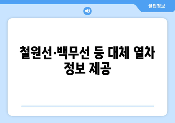 철원선·백무선 등 대체 열차 정보 제공