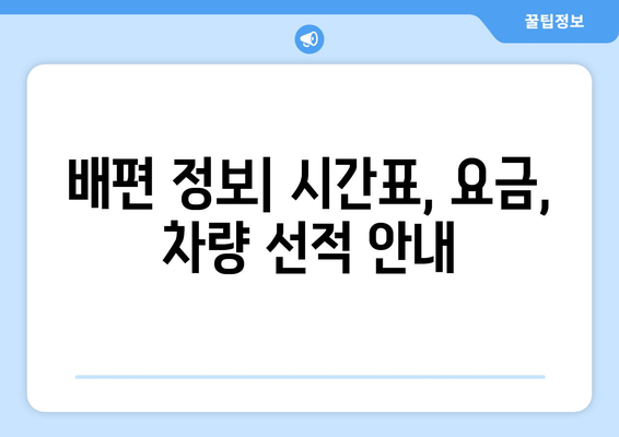 배편 정보| 시간표, 요금, 차량 선적 안내