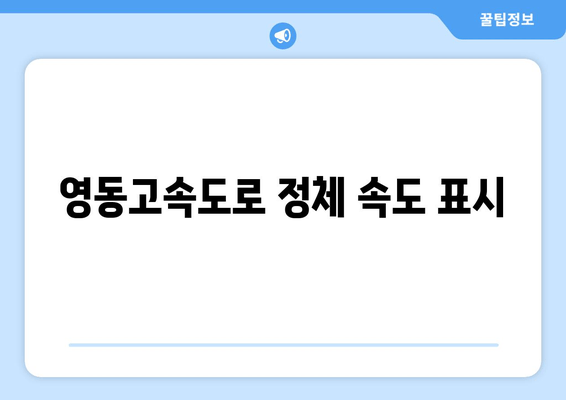 영동고속도로 정체 속도 표시