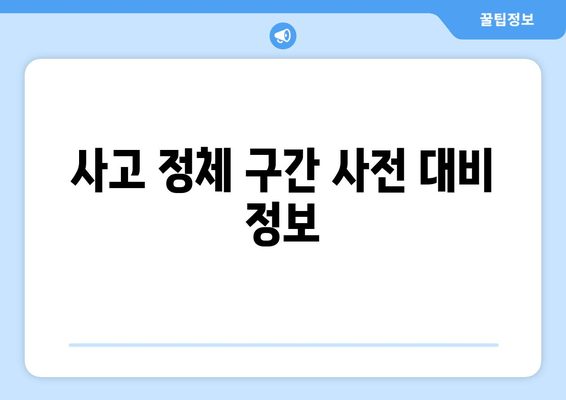 사고 정체 구간 사전 대비 정보