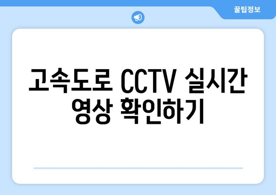 고속도로 CCTV 실시간 영상 확인하기