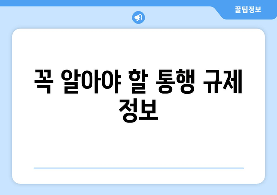 꼭 알아야 할 통행 규제 정보