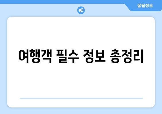 여행객 필수 정보 총정리