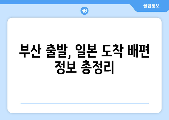 부산 출발, 일본 도착 배편 정보 총정리