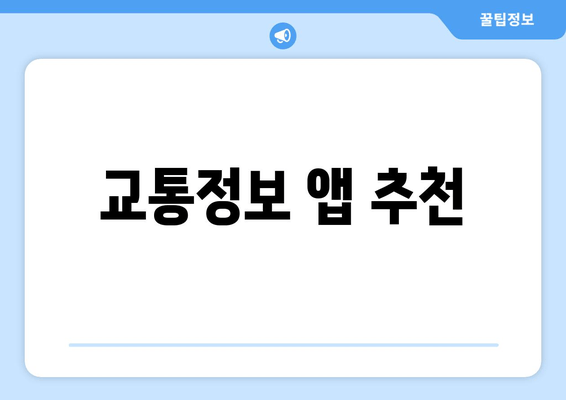 교통정보 앱 추천