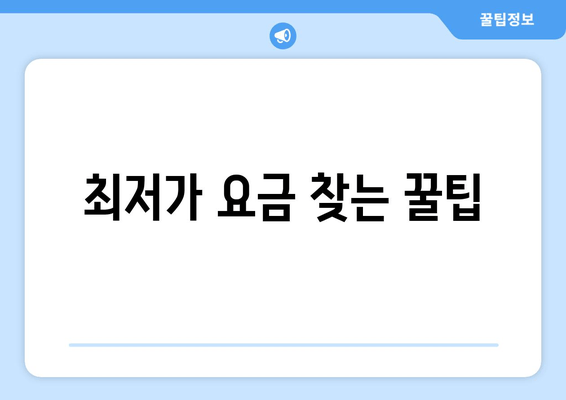 최저가 요금 찾는 꿀팁