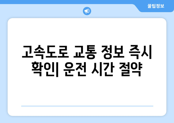 고속도로 교통 정보 즉시 확인| 운전 시간 절약