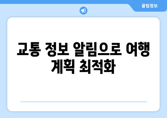 교통 정보 알림으로 여행 계획 최적화