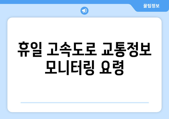 휴일 고속도로 교통정보 모니터링 요령