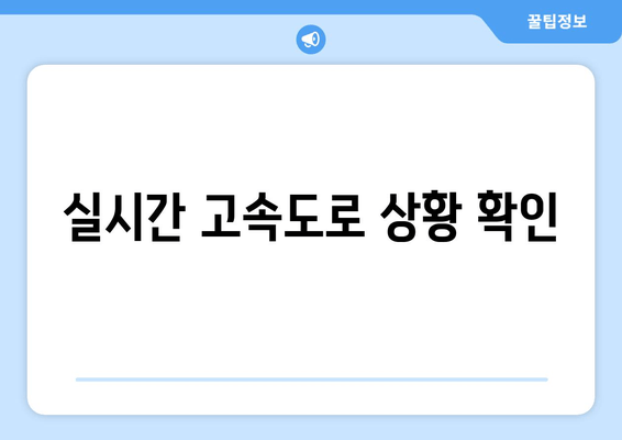 실시간 고속도로 상황 확인