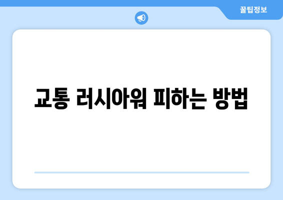 교통 러시아워 피하는 방법