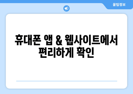 휴대폰 앱 & 웹사이트에서 편리하게 확인