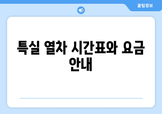 특실 열차 시간표와 요금 안내