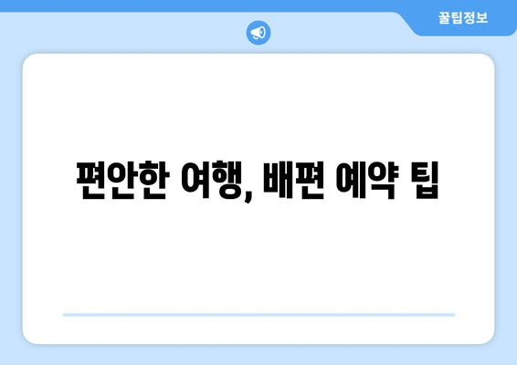 편안한 여행, 배편 예약 팁