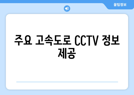 주요 고속도로 CCTV 정보 제공