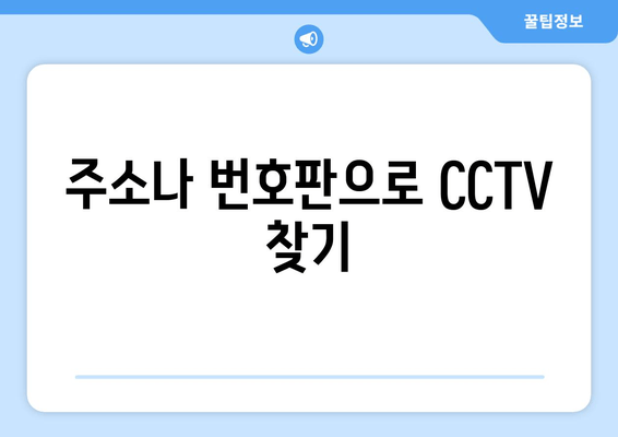 주소나 번호판으로 CCTV 찾기