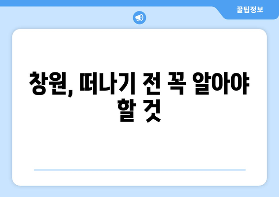 창원, 떠나기 전 꼭 알아야 할 것