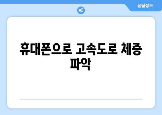 휴대폰으로 고속도로 체증 파악