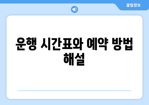 운행 시간표와 예약 방법 해설