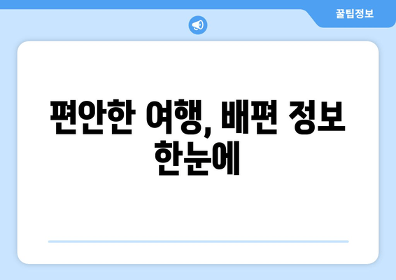 편안한 여행, 배편 정보 한눈에