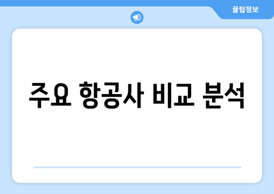 주요 항공사 비교 분석