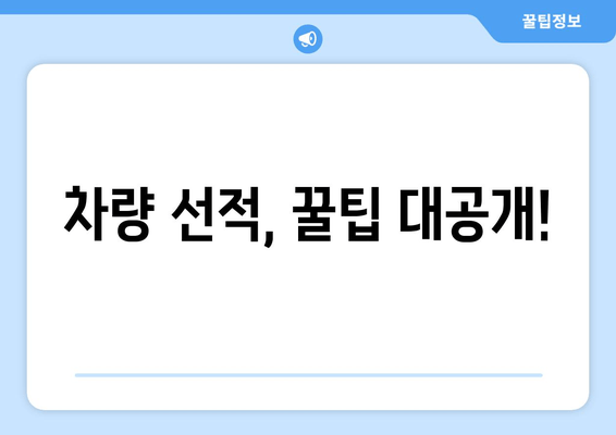 차량 선적, 꿀팁 대공개!