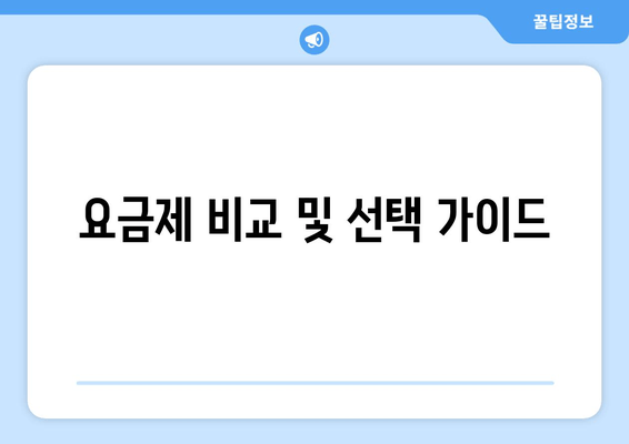 요금제 비교 및 선택 가이드