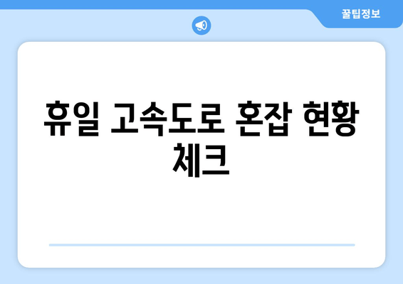 휴일 고속도로 혼잡 현황 체크