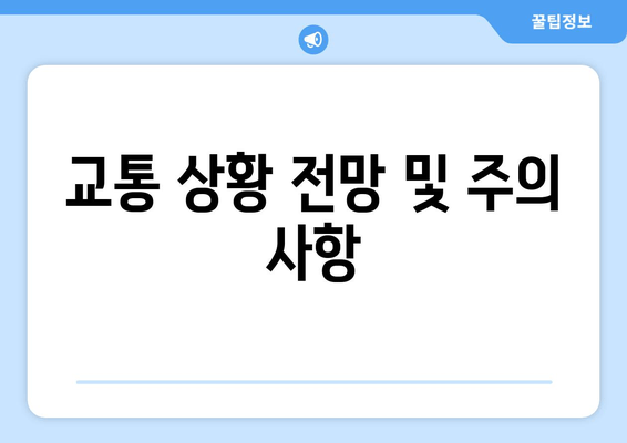 교통 상황 전망 및 주의 사항