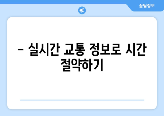 - 실시간 교통 정보로 시간 절약하기