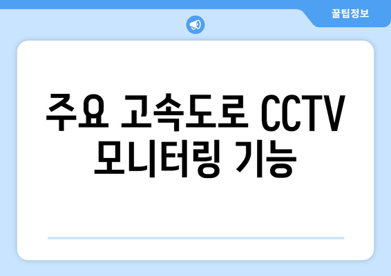 주요 고속도로 CCTV 모니터링 기능