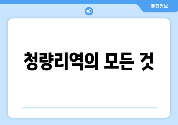 청량리역의 모든 것