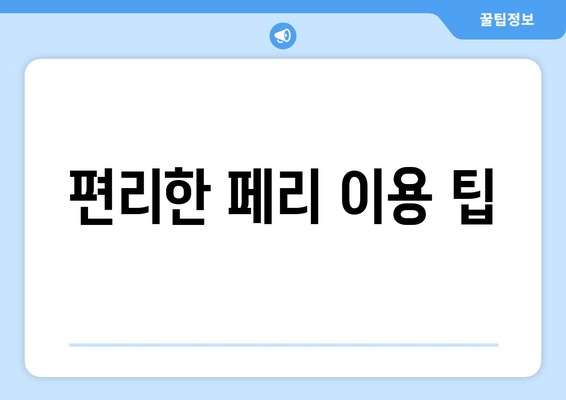 편리한 페리 이용 팁