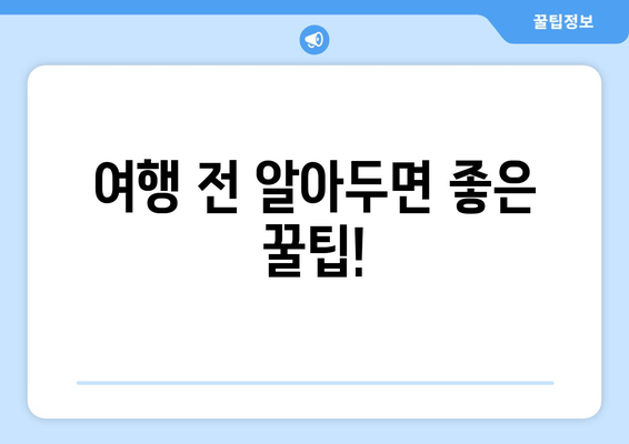 여행 전 알아두면 좋은 꿀팁!