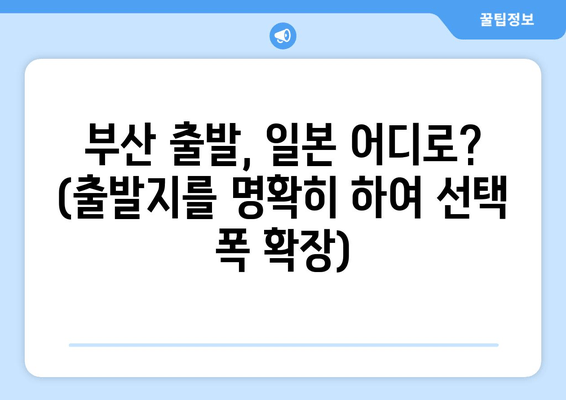 부산 출발, 일본 어디로? (출발지를 명확히 하여 선택 폭 확장)