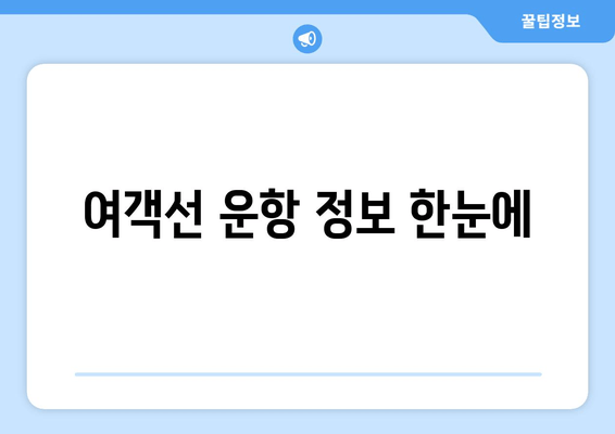 여객선 운항 정보 한눈에