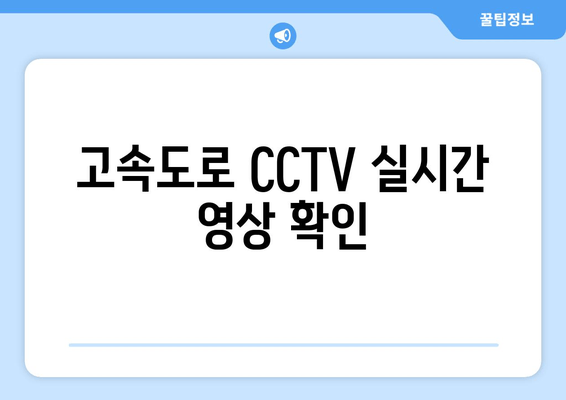 고속도로 CCTV 실시간 영상 확인