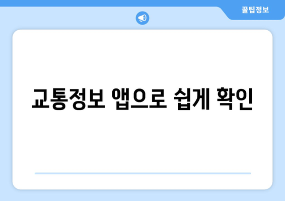 교통정보 앱으로 쉽게 확인