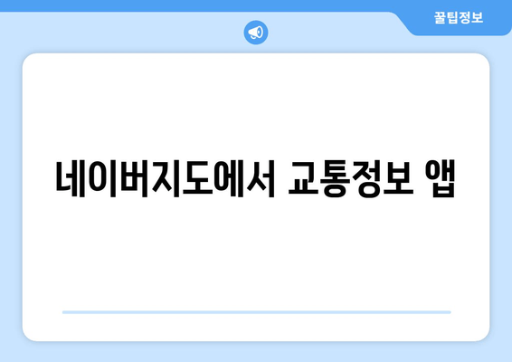 네이버지도에서 교통정보 앱