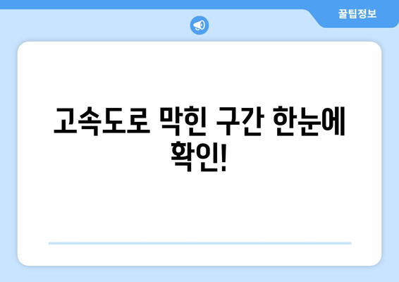 고속도로 막힌 구간 한눈에 확인!