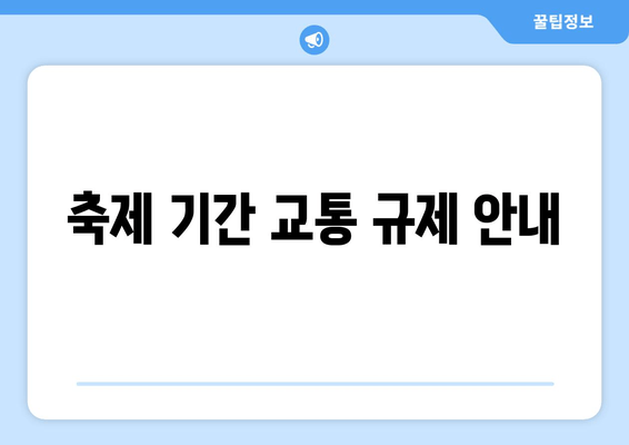 축제 기간 교통 규제 안내