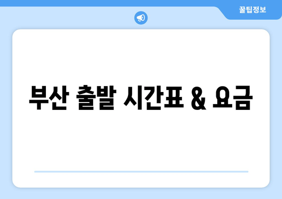 부산 출발 시간표 & 요금