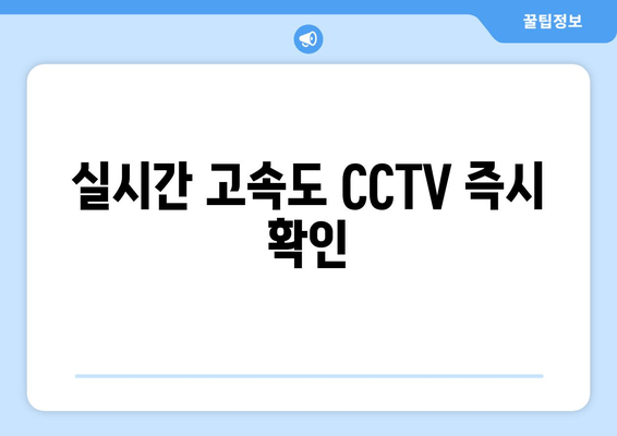 실시간 고속도 CCTV 즉시 확인