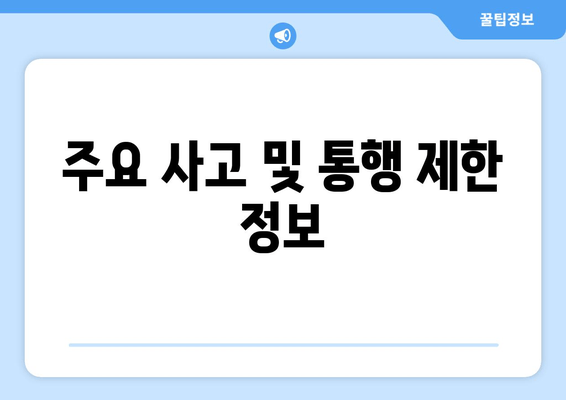 주요 사고 및 통행 제한 정보