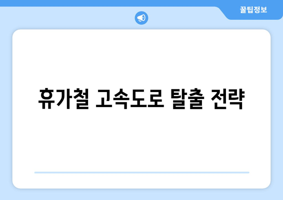 휴가철 고속도로 탈출 전략