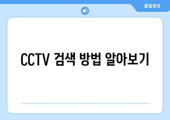 CCTV 검색 방법 알아보기