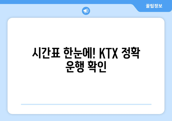 시간표 한눈에! KTX 정확 운행 확인